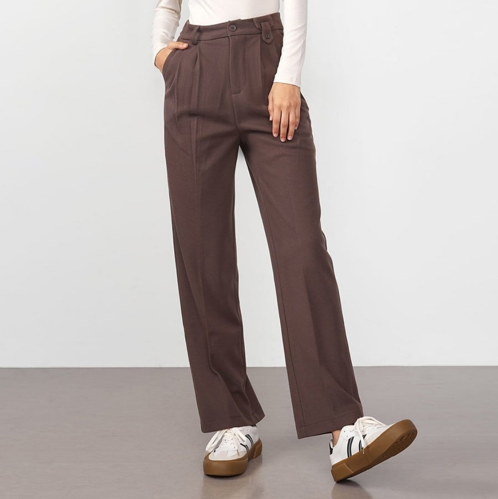 Brown Pleated Pants